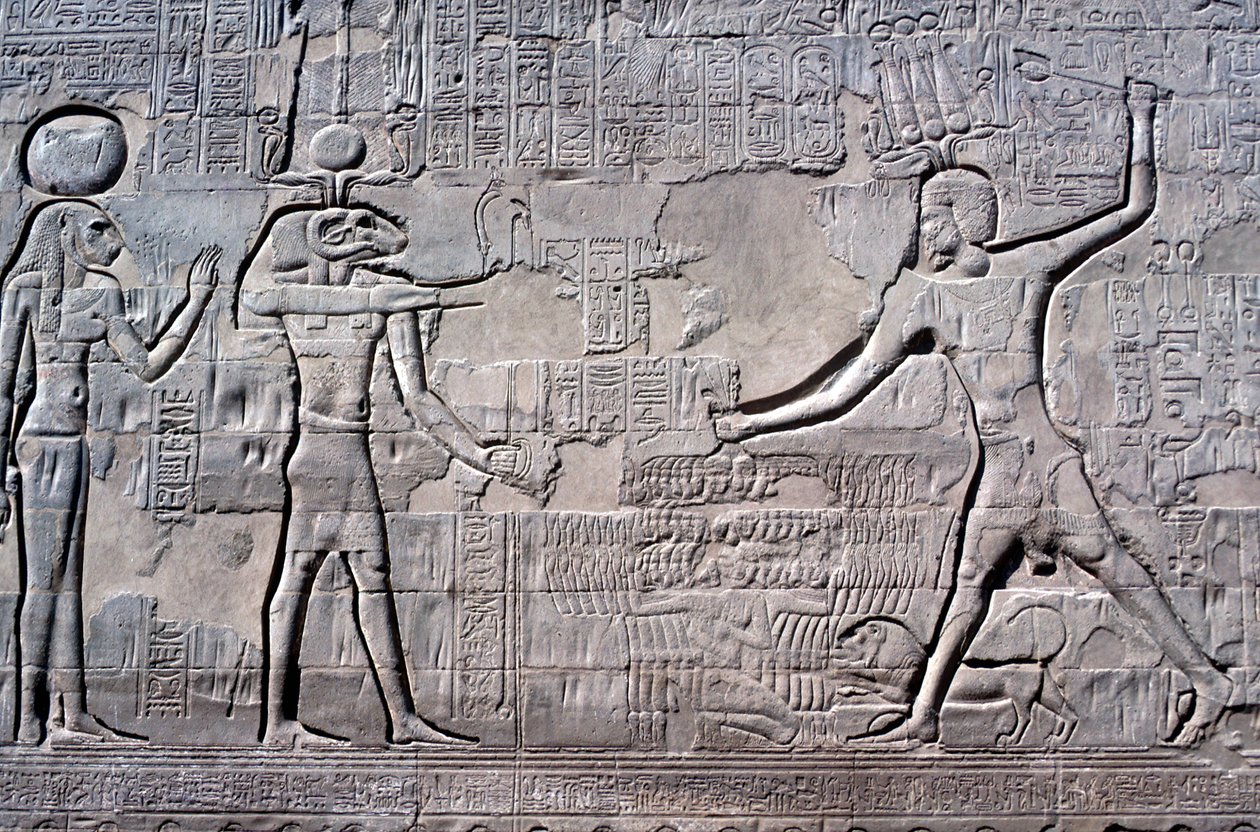 Farao slår sina fiender, Khnumtemplet, ptolemaiska och romerska perioder av Unbekannt