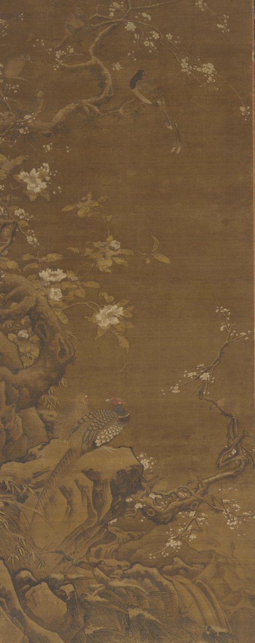 Fasaner och snötäckta plommonblommor, Ming- eller Qingdynastin, 1400-1700-talet. av Unbekannt