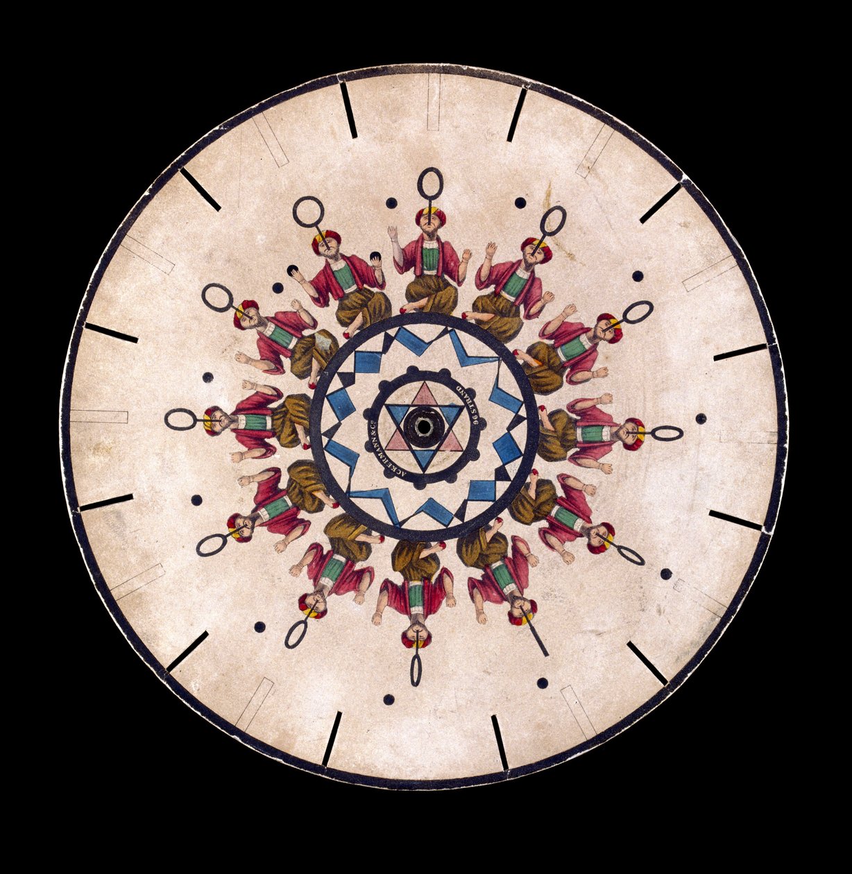 Phenakistiscope (Phenakistoscope) skiva som visar en jonglör, c 1830 av Unbekannt
