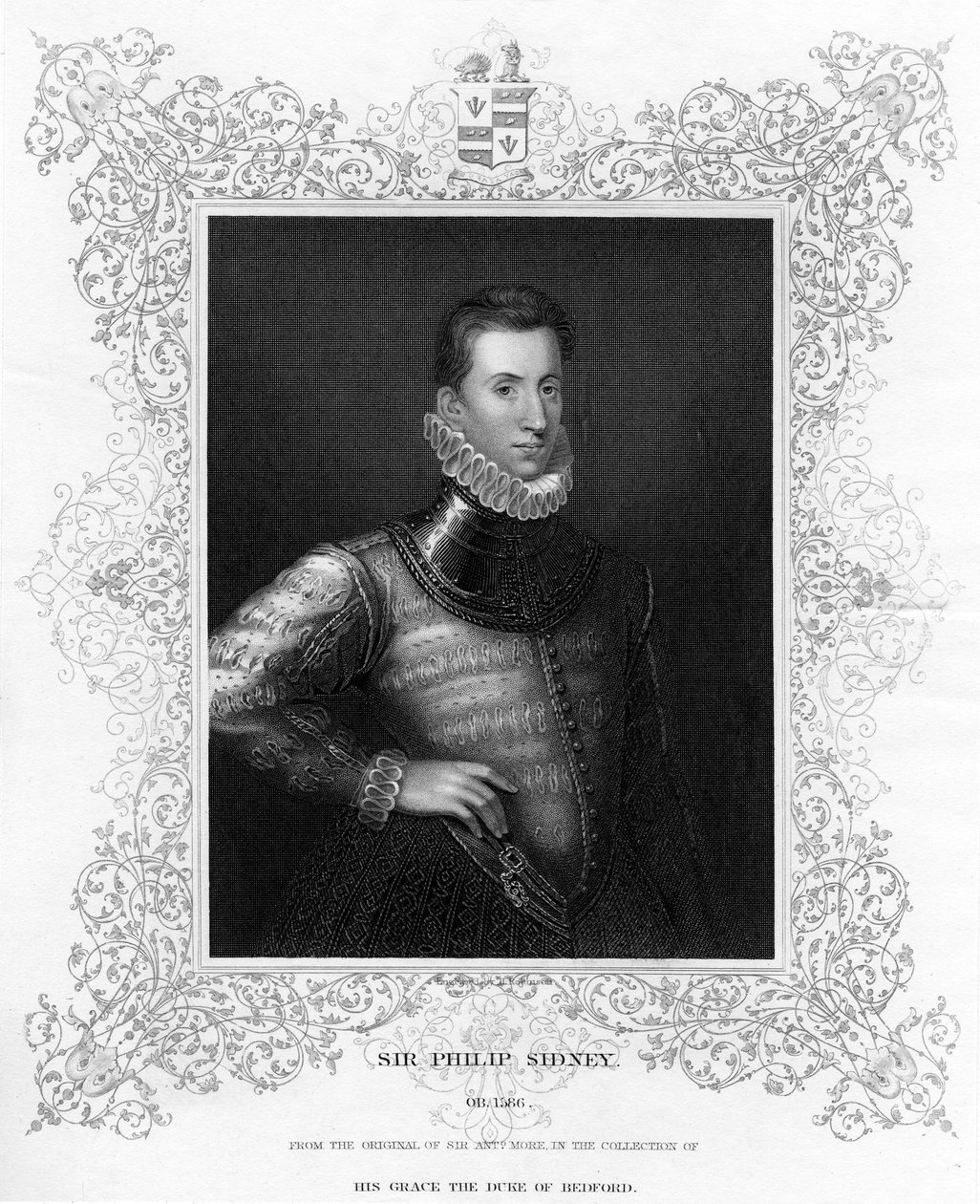 Philip Sidney, engelsk 1500-talssoldat, statsman, poet och poeternas beskyddare, c1840 av Unbekannt