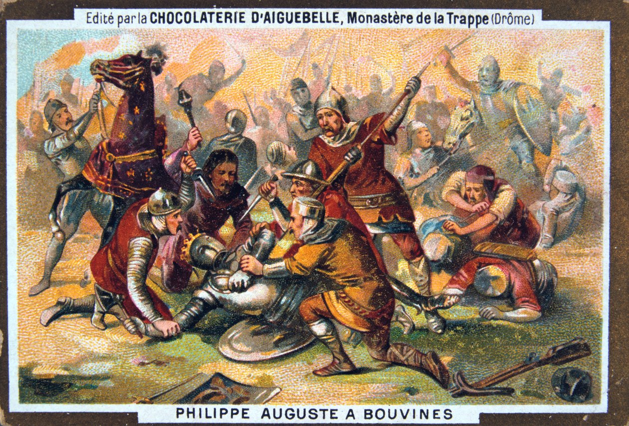 Philippe Auguste vid slaget vid Bouvines, 1214, 1800-talet av Unbekannt