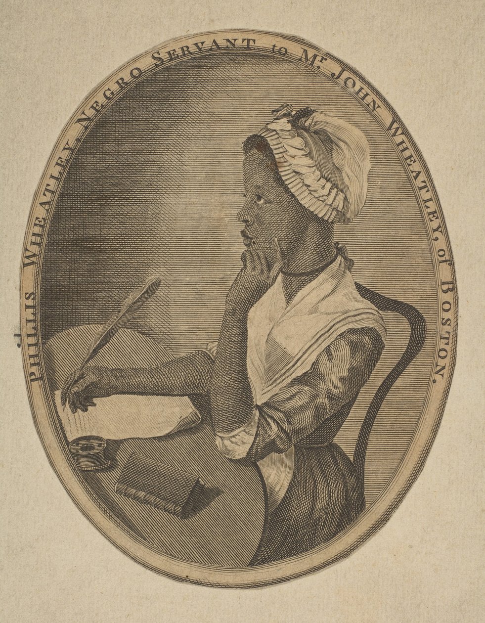 Phillis Wheatley, svart tjänare till Mr. John Wheatley från Boston, ca. 1773. av Unbekannt