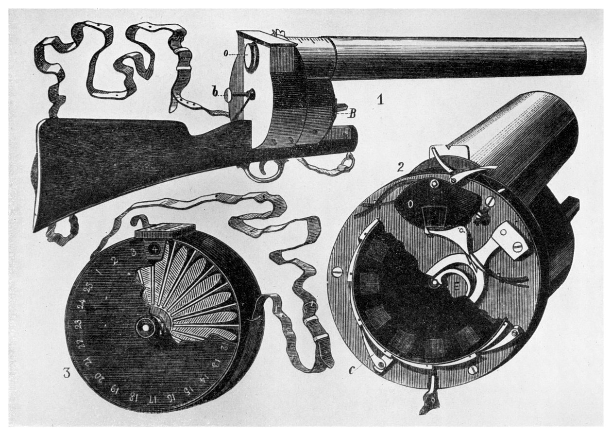 Fotografisk pistol designad av Etienne Jules Marey, 1882 1956 av Unbekannt