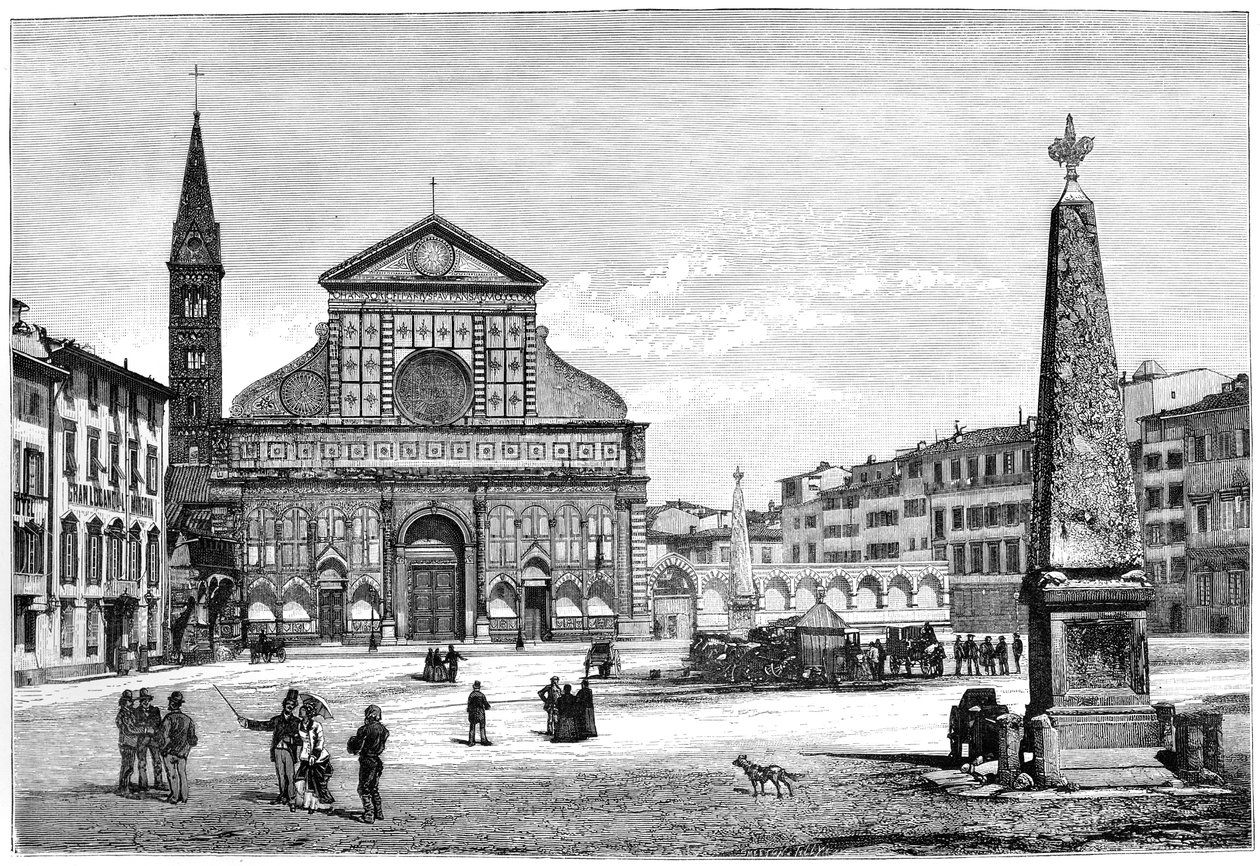 Piazza och kyrkan Santa Maria Novella, Florens, Italien, 1882 av Unbekannt