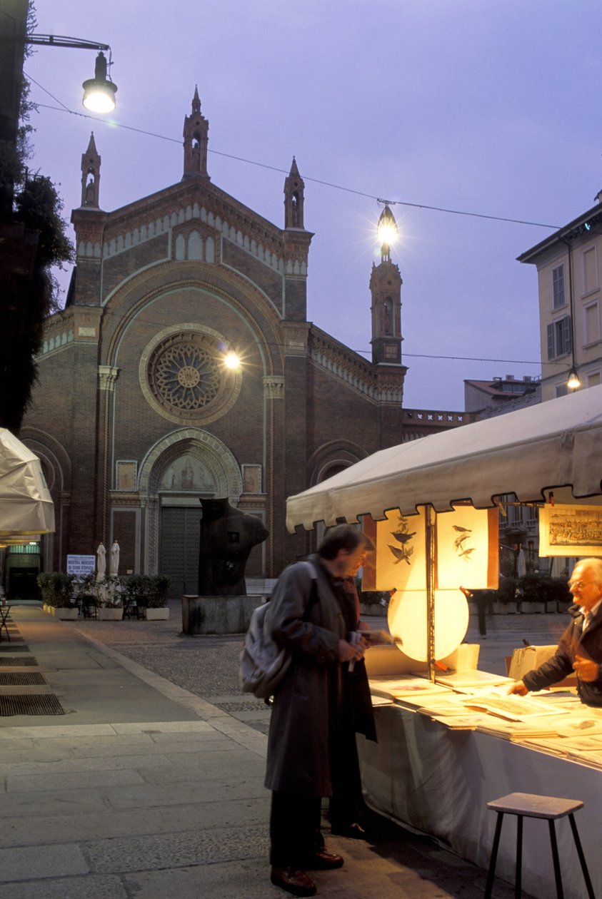 Piazza del Carmine på natten, Milano, Lombardiet, Italien av Unbekannt