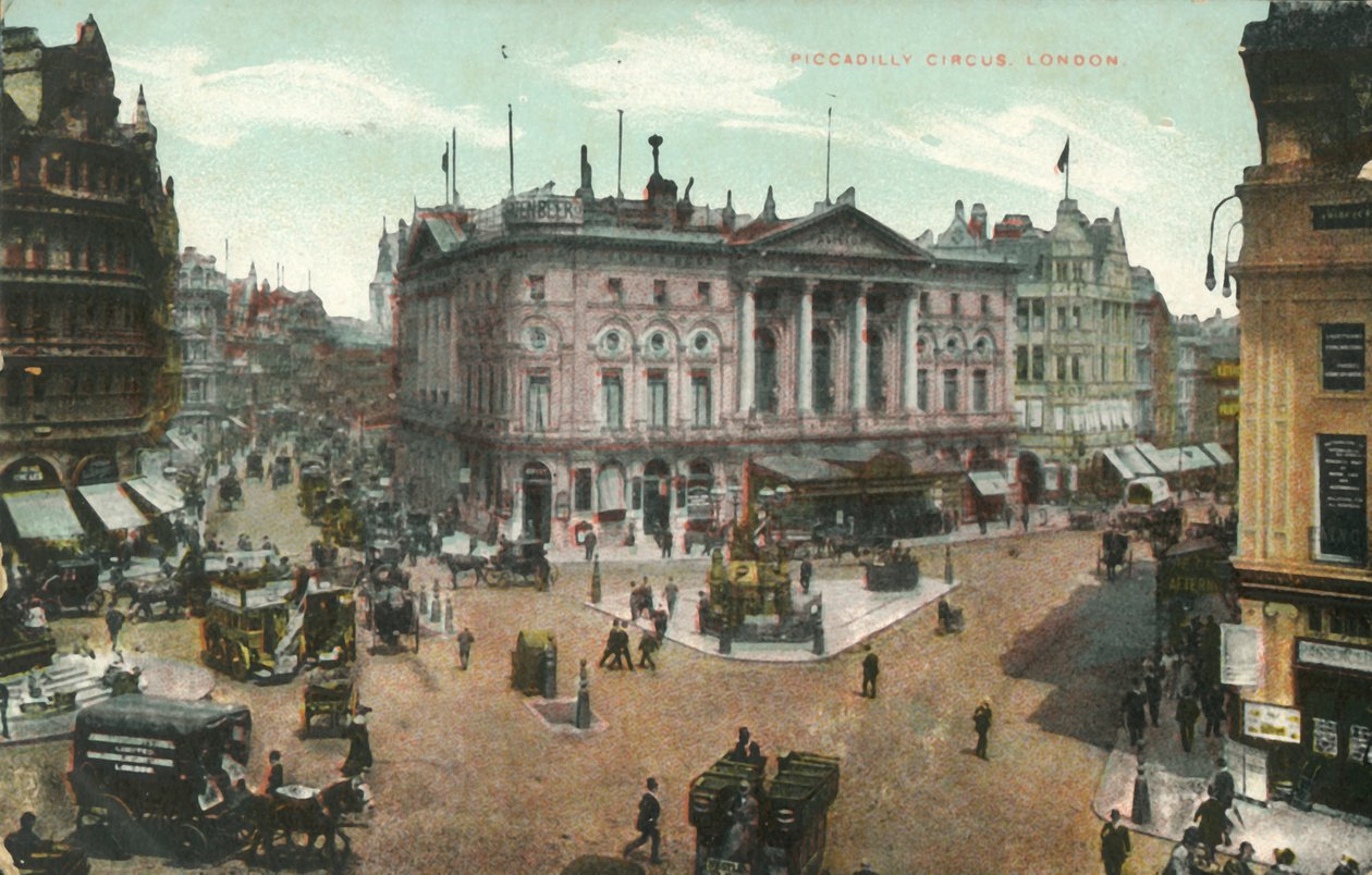 Piccadilly Circus, London, sent 1800-tidigt 1900-tal. av Unbekannt