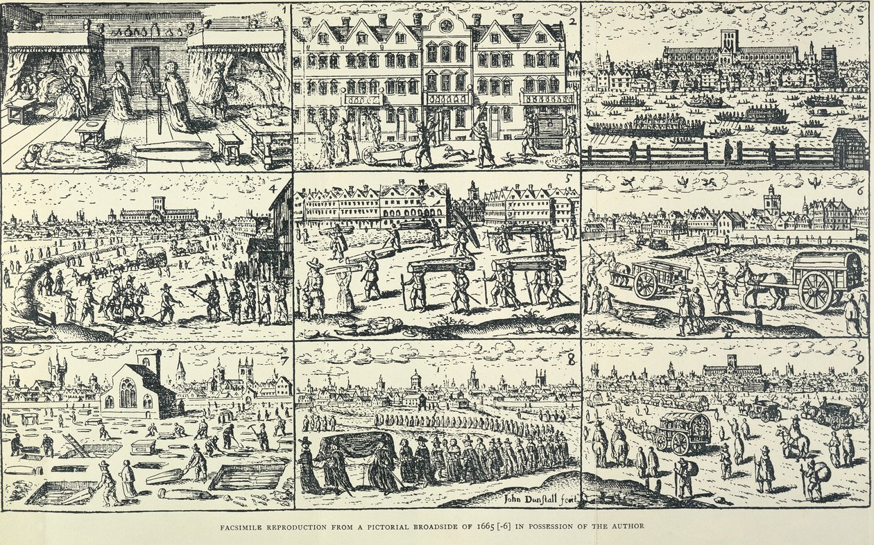 Bildskildring av den stora pesten, 1665 av Unbekannt