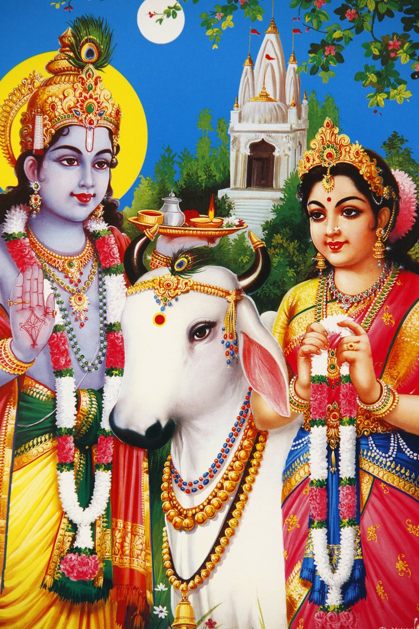 Bild på hinduiska gudarna Rada & Krishna Indien av Unbekannt