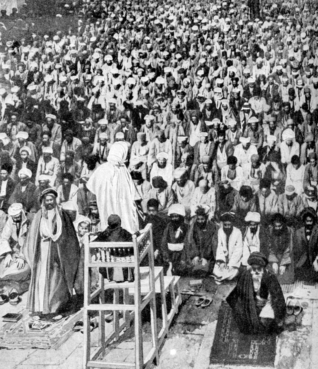 Fromma muslimer samlades vid Durbar of God, Mecka, Saudiarabien, 1922 av Unbekannt