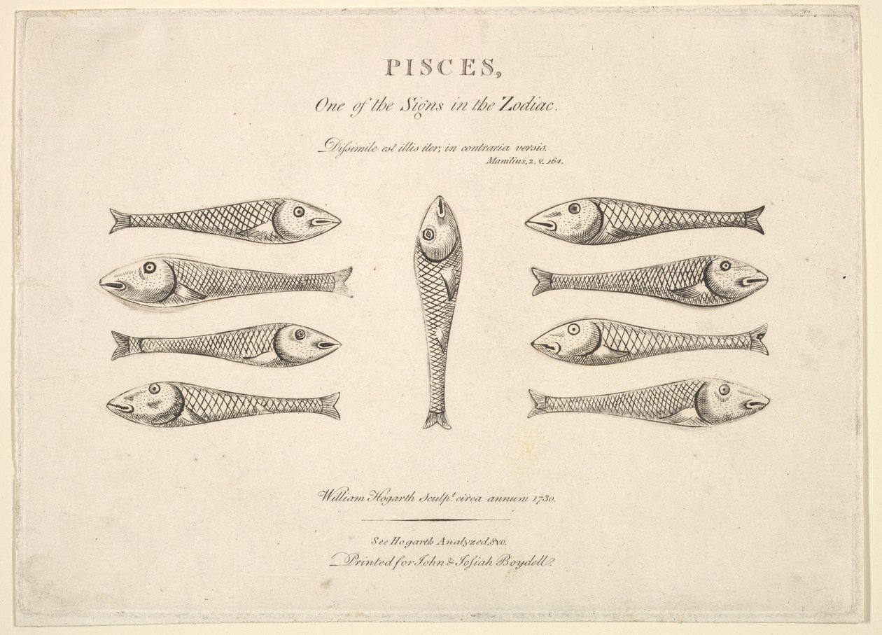 Fiskarna: Hogarths Quadrille Fish, ca. 1730. av Unbekannt
