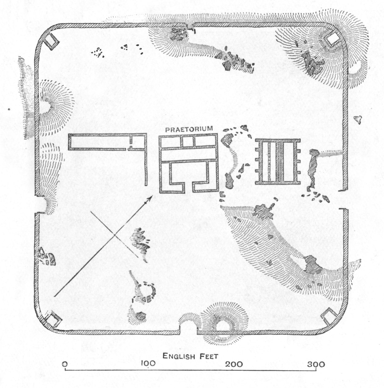 Plan av Hardknott Fort, Cumberland, 1902 av Unbekannt