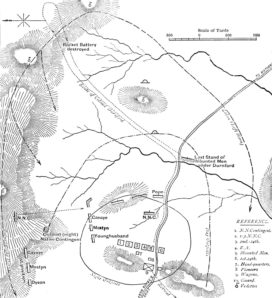 Plan för slaget vid Isandhlwana, 22 januari 1879, c1880 av Unbekannt