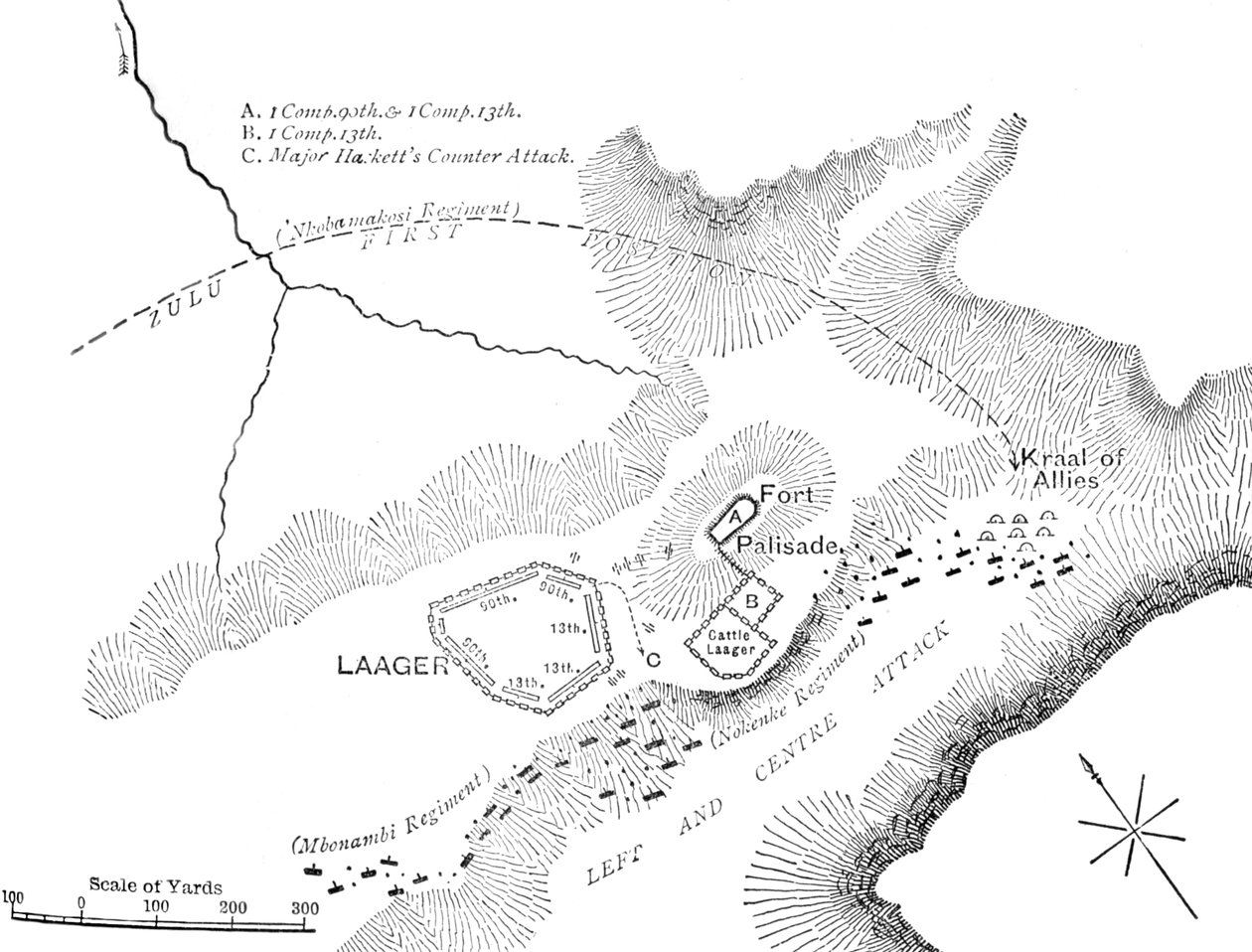 Plan för slaget vid Kambula, 29 mars 1879, c1880 av Unbekannt