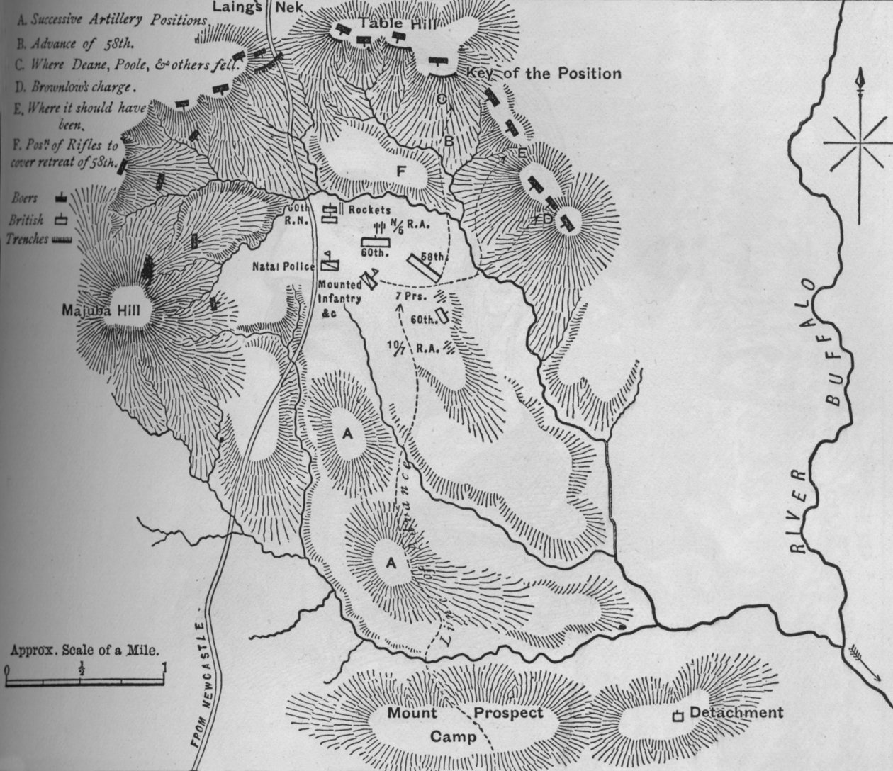 Plan för slaget vid Laings Nek 28 januari 1881, c1880-talet av Unbekannt