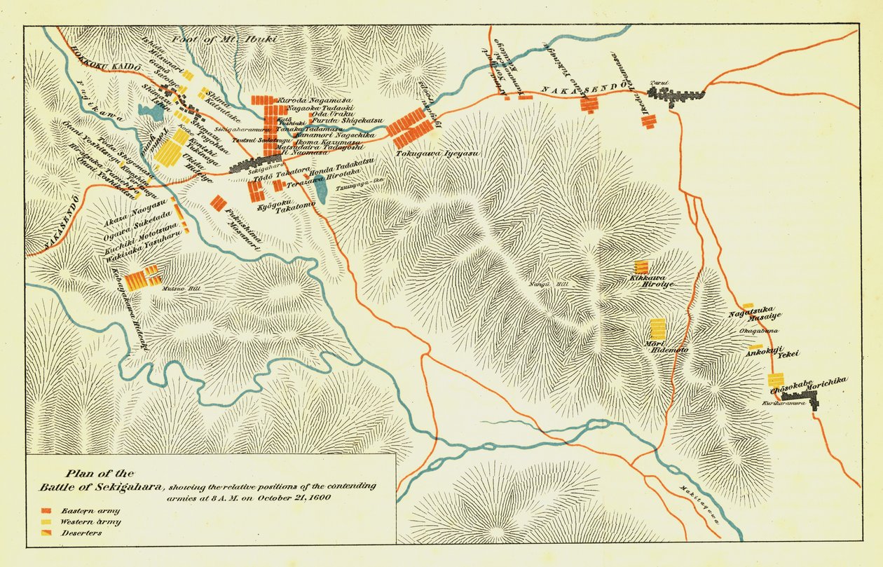 Plan för slaget vid Sekigahara, 21 oktober 1600, 1903. av Unbekannt