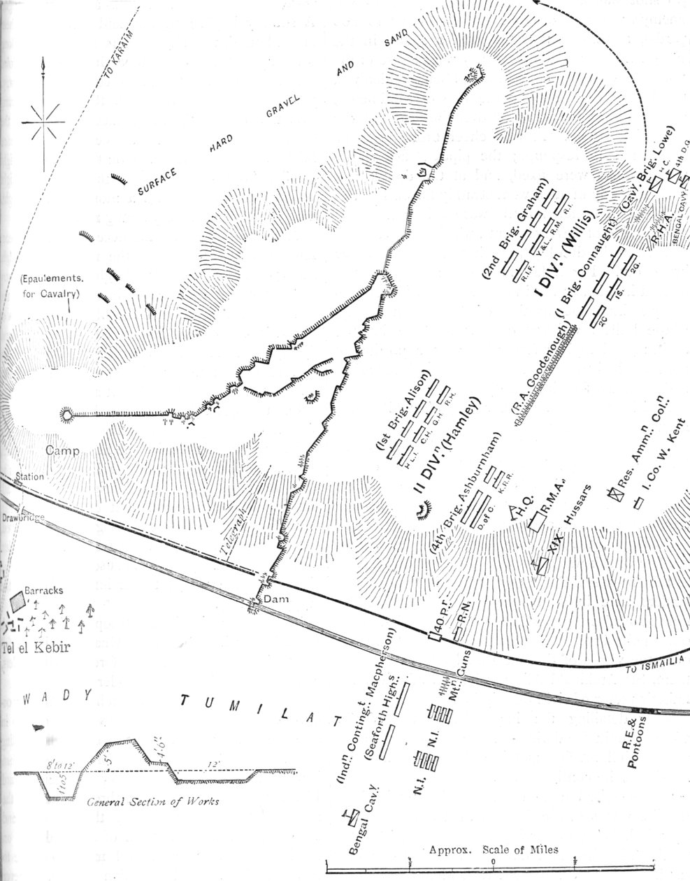 Plan för slaget vid Tel-El-Kebir, 13 september 1882, c1882. av Unbekannt