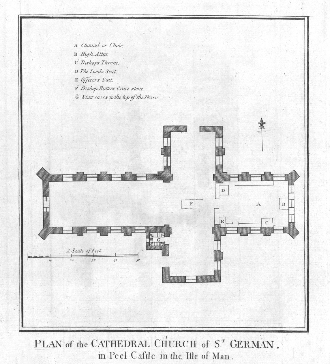 Plan över katedralkyrkan St. German, sent 1700-tal av Unbekannt