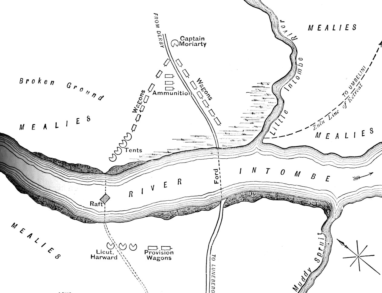 Plan för katastrofen vid floden Intombe 12 mars 1879, c1880 av Unbekannt