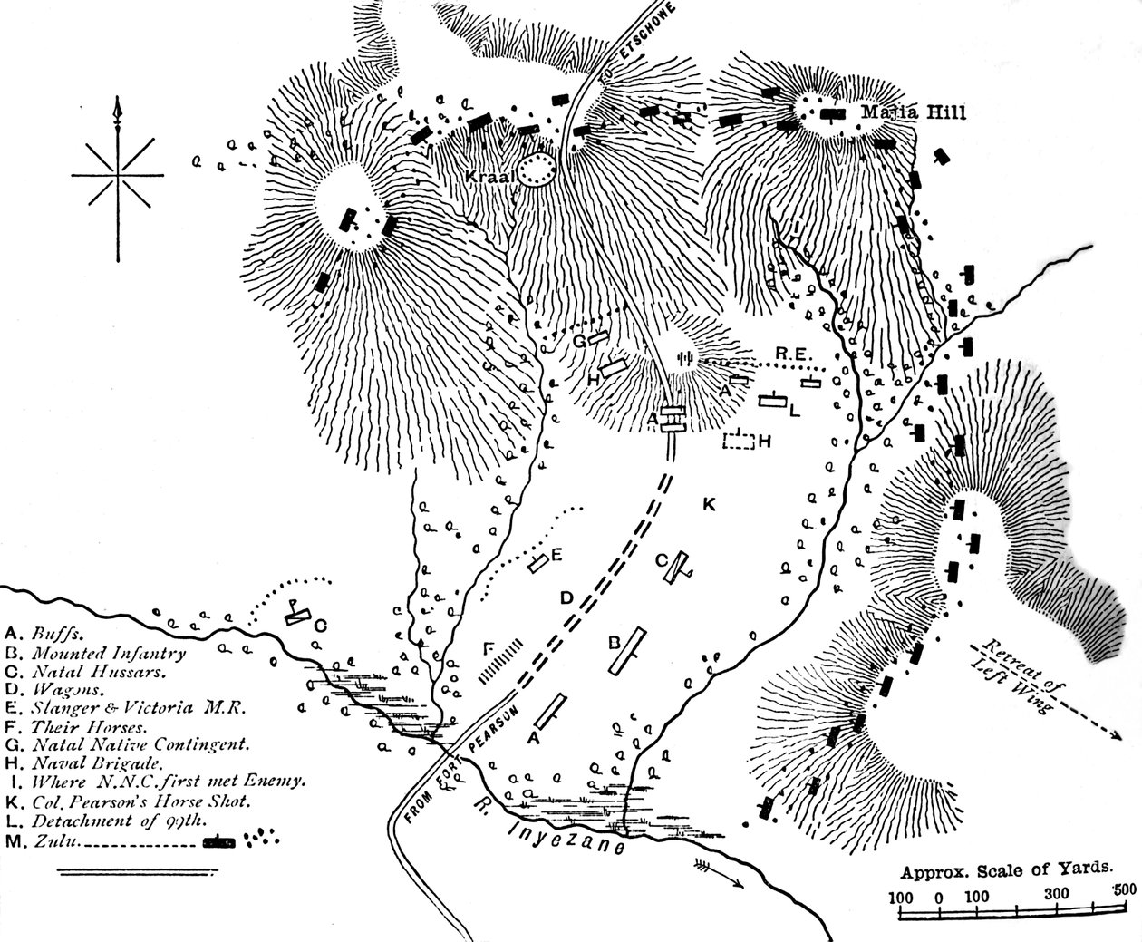 Plan för kampen vid Inyezane, 22 januari 1879, c1880 av Unbekannt
