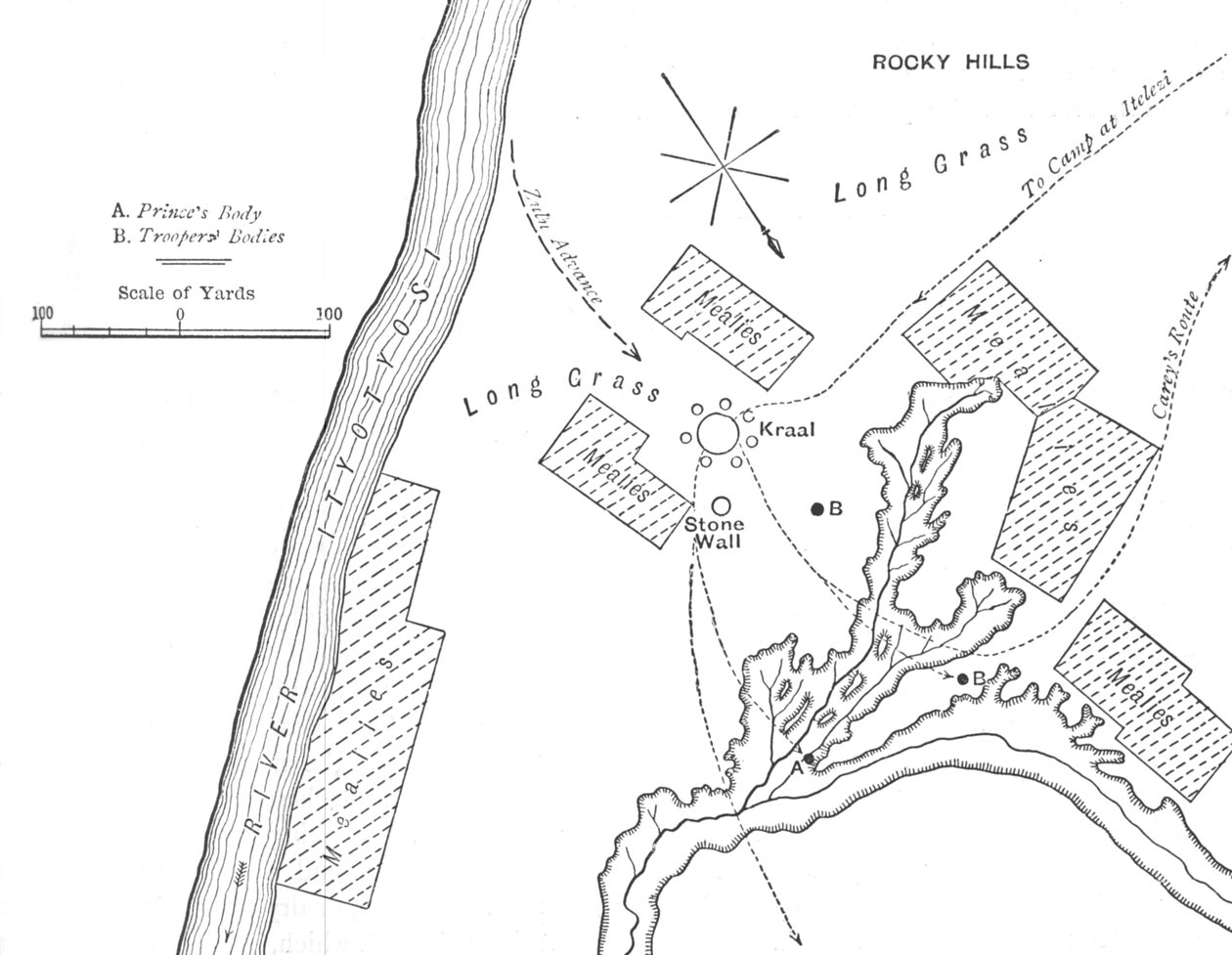 Plan av marken där prins Louis Napoleon dödades, 1 juni 1879, c1880 av Unbekannt