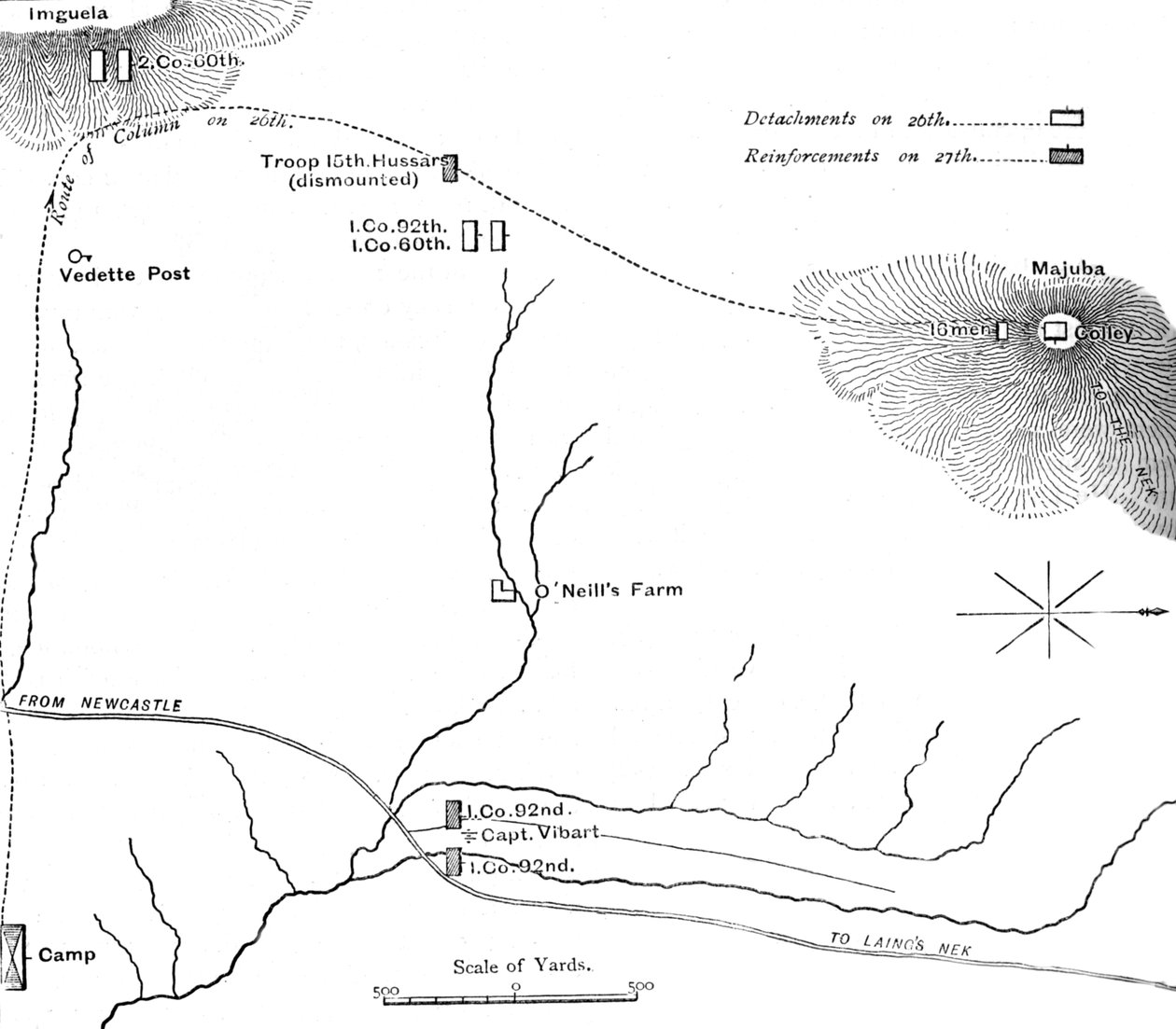 Plan för mars till Majuba Hill, 26 februari 1881, c1880-talet av Unbekannt