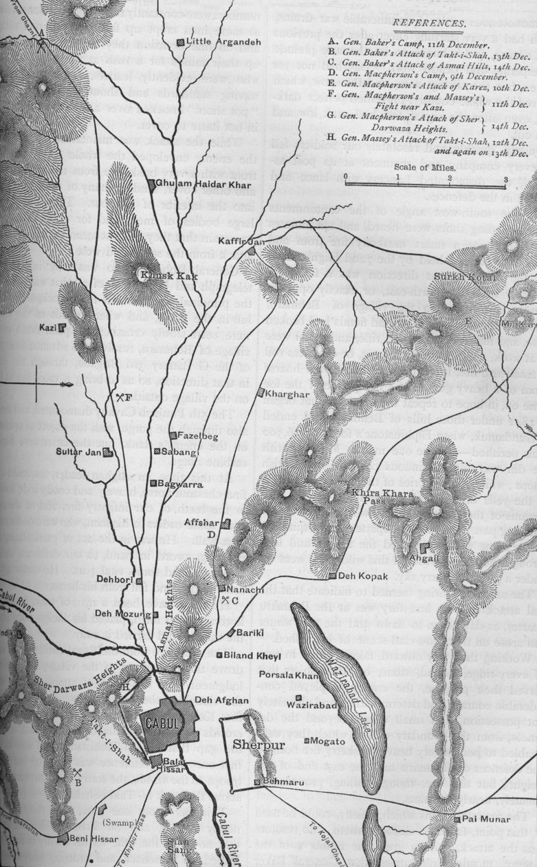 Plan för operationsrundan i Cabul, 9-15 december 1879, c1880 av Unbekannt