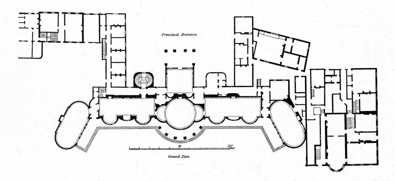 Plan över paviljongen som visar ändringar av Hollands ursprungliga byggnad färdig 1804, 1939 av Unbekannt