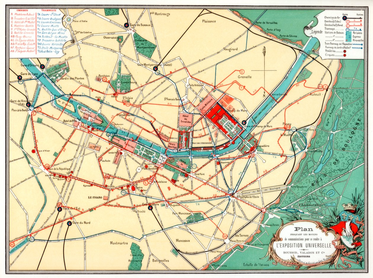 Plan för den universella utställningen, Paris, 1889 av Unbekannt