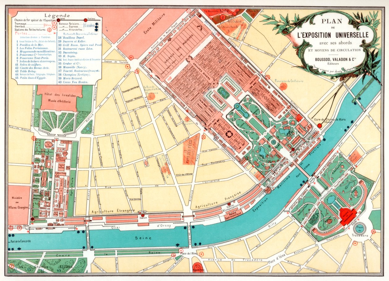 Plan för den universella utställningen, Paris, 1889 av Unbekannt