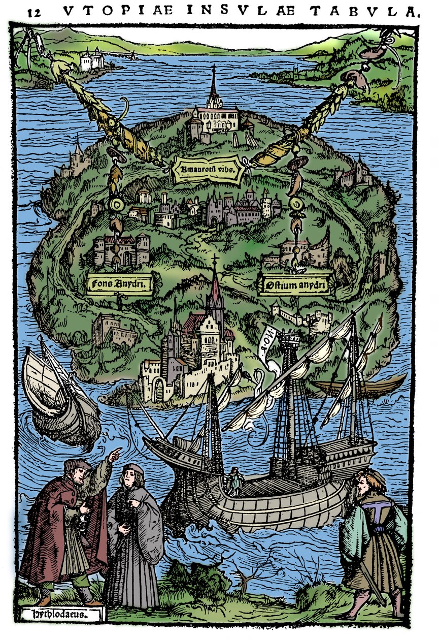 Plan över ön Utopia, 1518 av Unbekannt