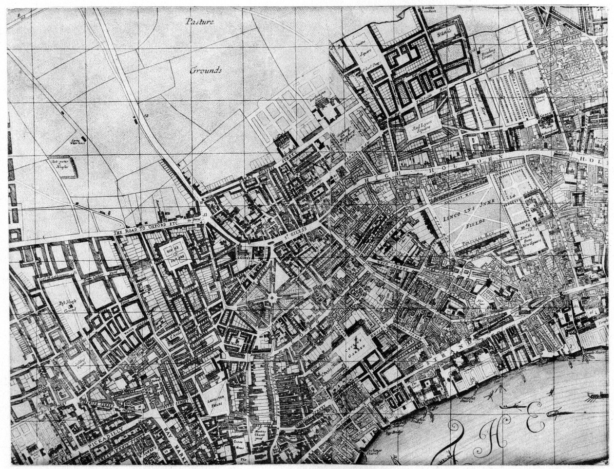 Plan över församlingen St Giles, London, 1907 av Unbekannt