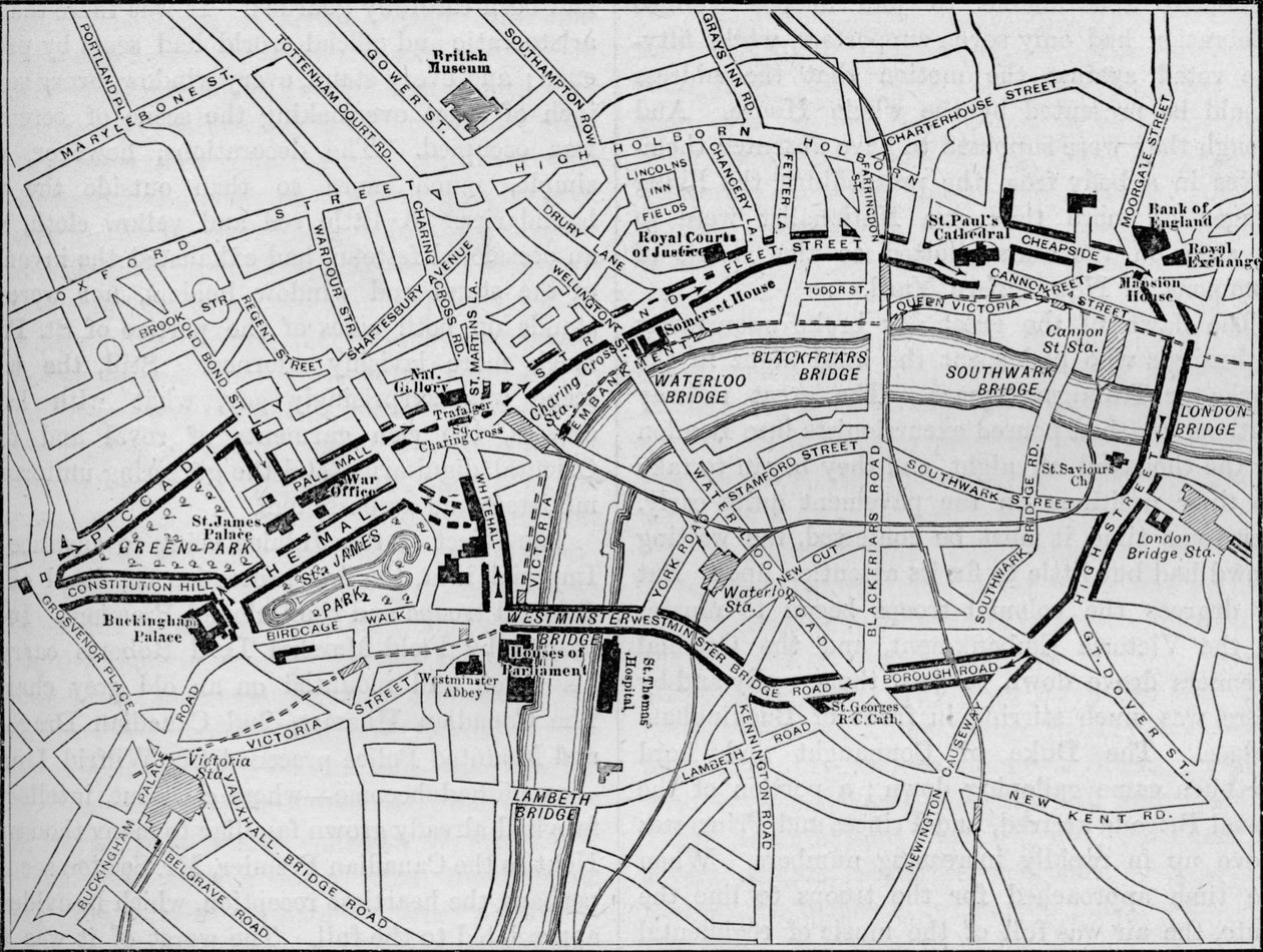 Plan över rutten för Queens procession på Diamond Jubilee Day, London, 1897 1906 av Unbekannt