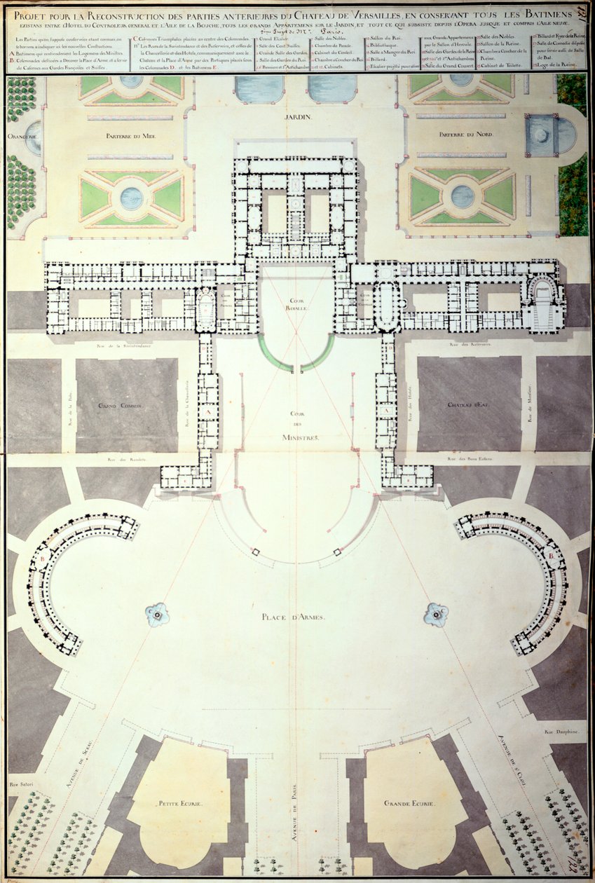 Planer för omvandlingen av Versailles, Frankrike, 1780 av Unbekannt