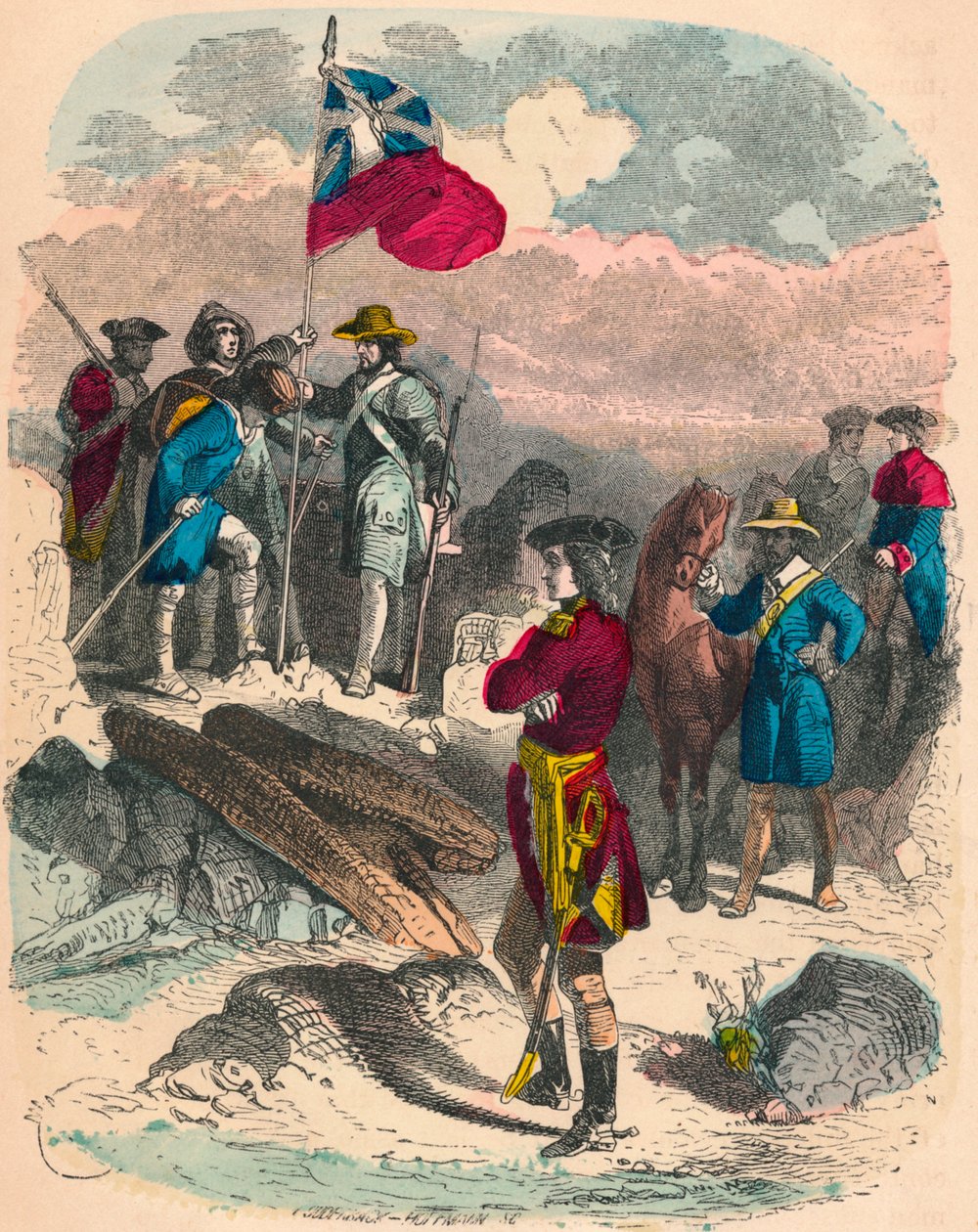 Plantering av den kungliga flaggan på ruinerna av Fort Duquesne, 1758 av Unbekannt