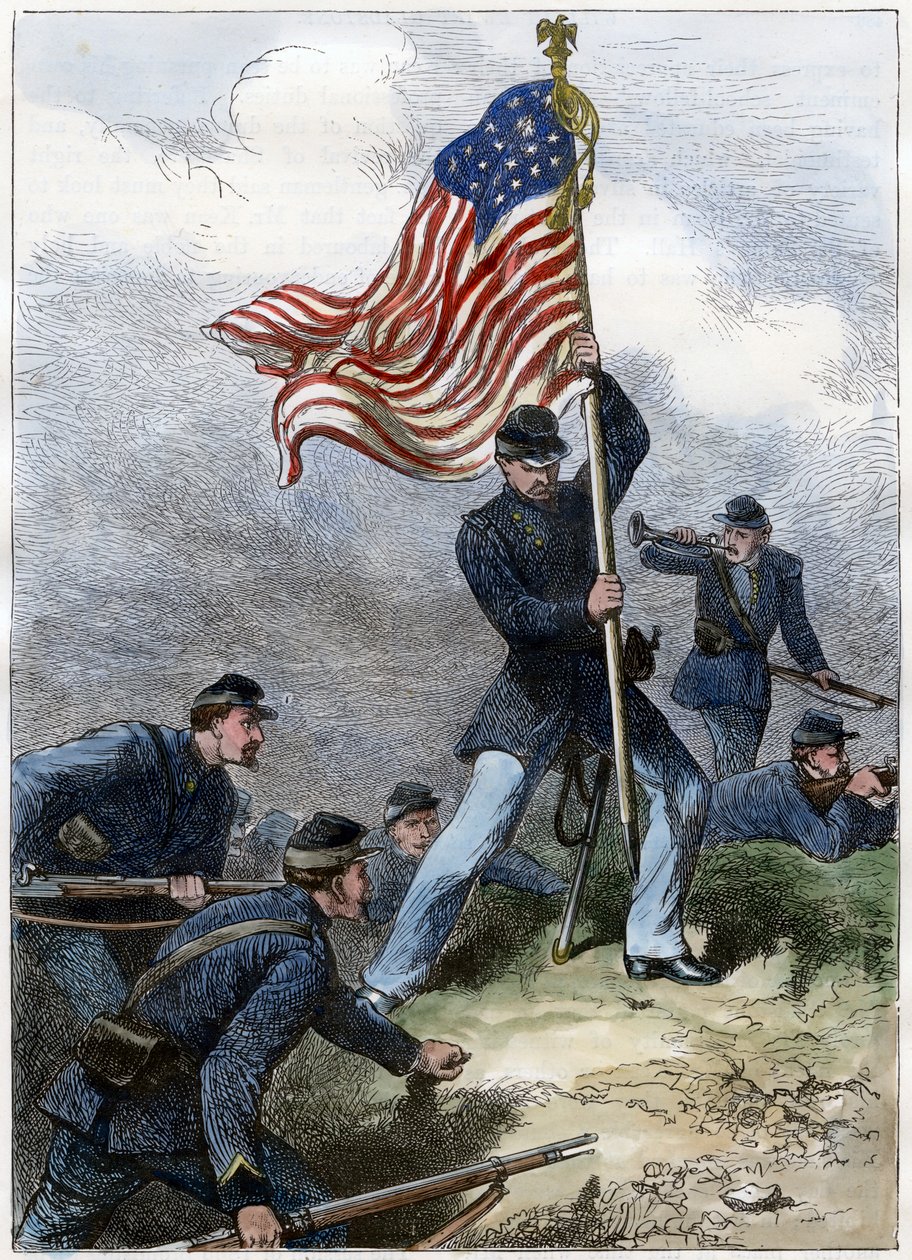 Plantering av unionsflaggan på en bastion, Siege of Vicksburg, 1863 av Unbekannt