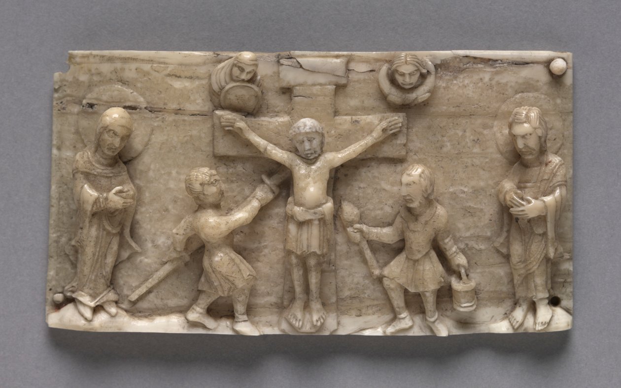 Plack från ett bärbart altare som visar korsfästelsen, 1050-1100. av Unbekannt