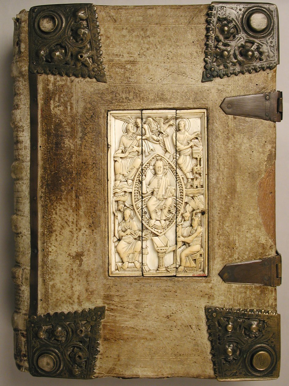 Tavla med Kristus i Majestät och de fyra evangelisterna, 1000-1100. av Unbekannt