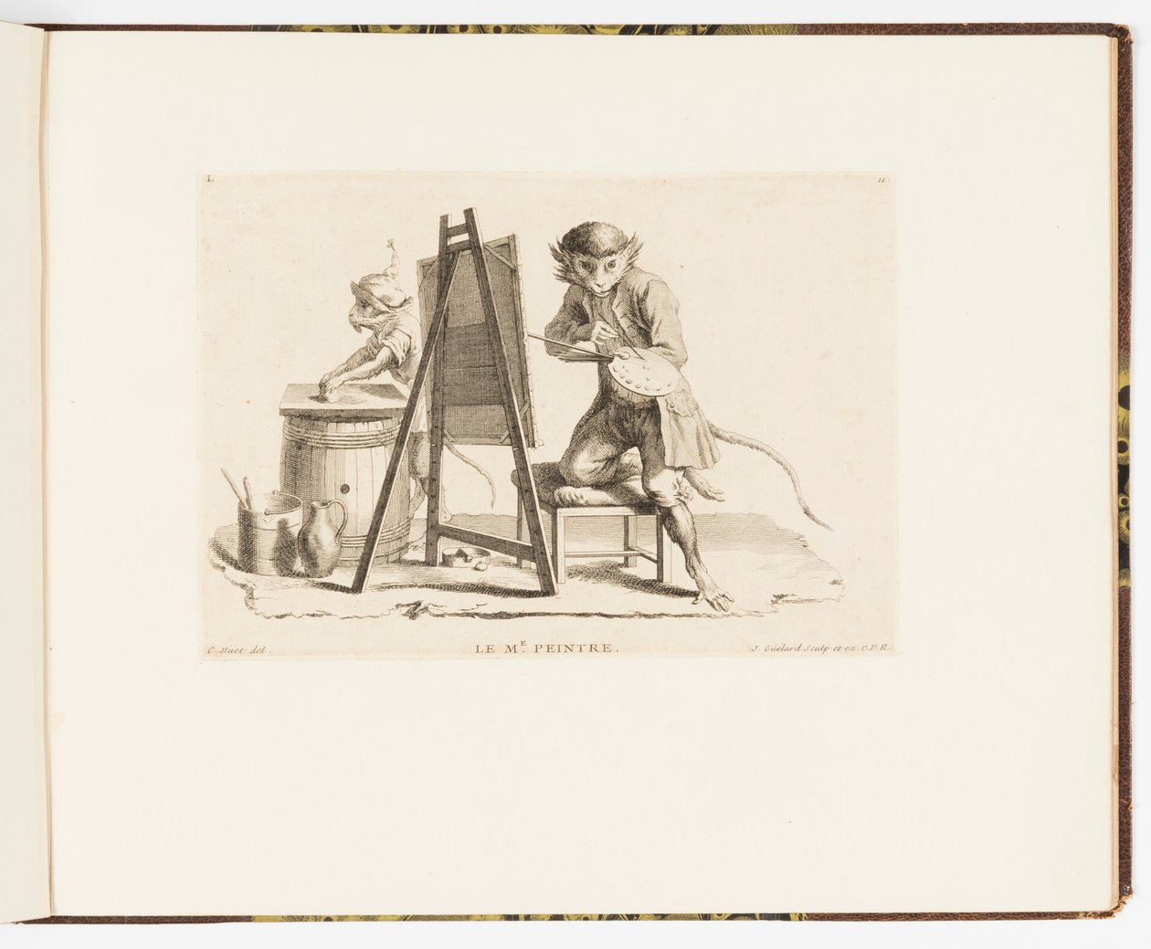 Plate 11, The Master Painter, Monkey Antics or Different Actions of Human Life Represented by Monkeys av Unbekannt