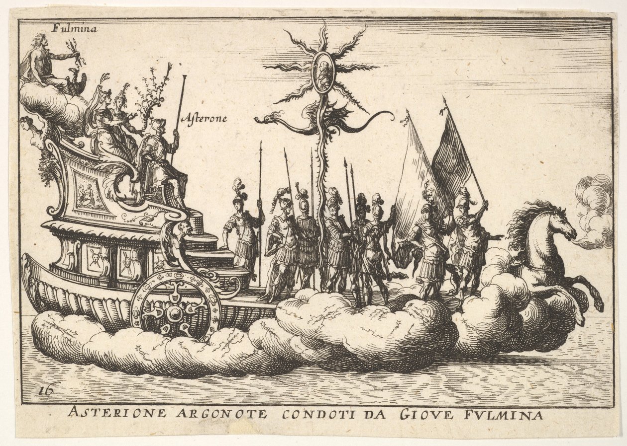 Plåt 16: Argonaut Asterion ledd av en ung blixtfigur Asterione argonote con..., 1664. av Unbekannt