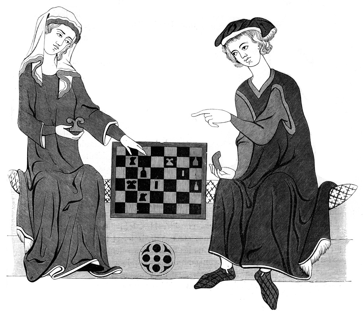 Spelar schack, 1200-talet 1849 av Unbekannt