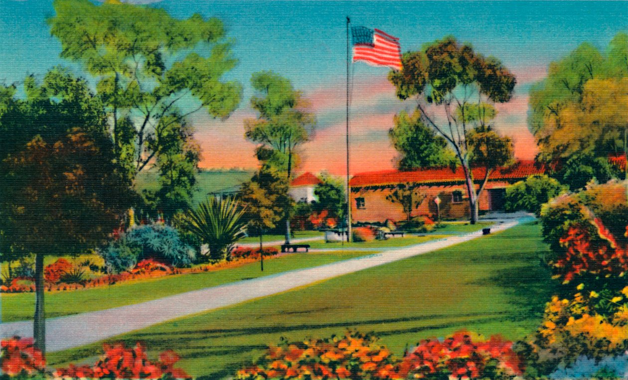Plaza där den första amerikanska flaggan i Kalifornien höjdes 1846. San Diego, Kalifornien, c194 av Unbekannt