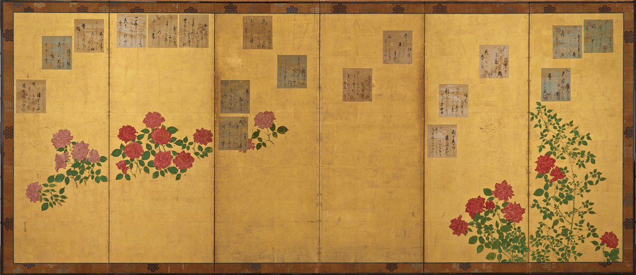 Diktpapper och rosor, Edo-perioden, 1615-1868. av Unbekannt