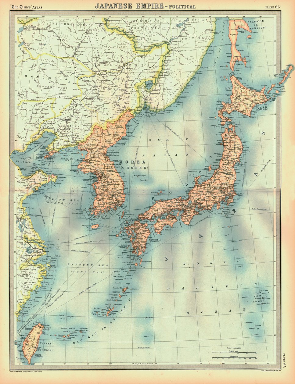 Politisk karta över det japanska imperiet, tidigt 1900-tal av Unbekannt