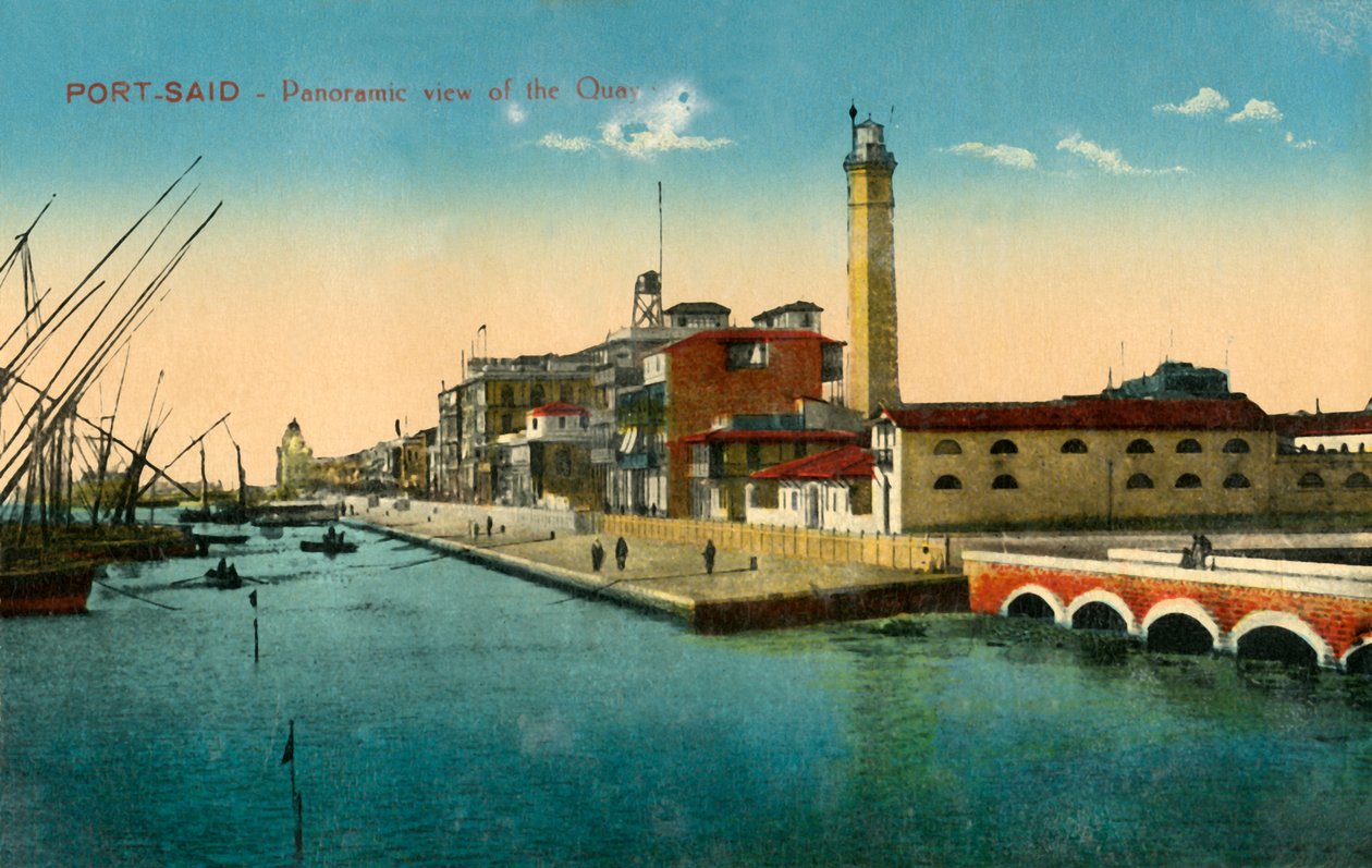 Port-Said - Panoramautsikt över kajen, c1918-c1939. av Unbekannt
