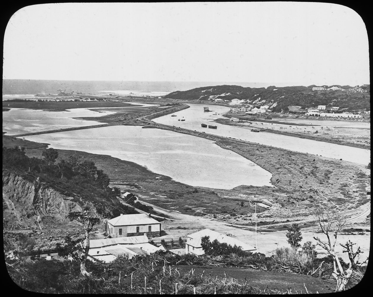 Port Alfred, Kowie River, Capes diamant- och guldgruvor, Sydafrika, c1890 av Unbekannt