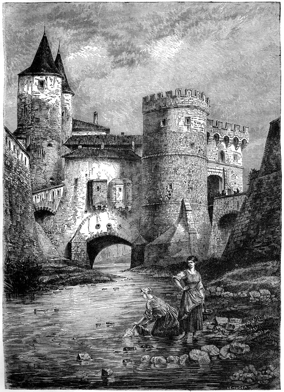 Porte des Allemands tyska porten, Metz, Frankrike, 1500-talet 1882-1884 av Unbekannt