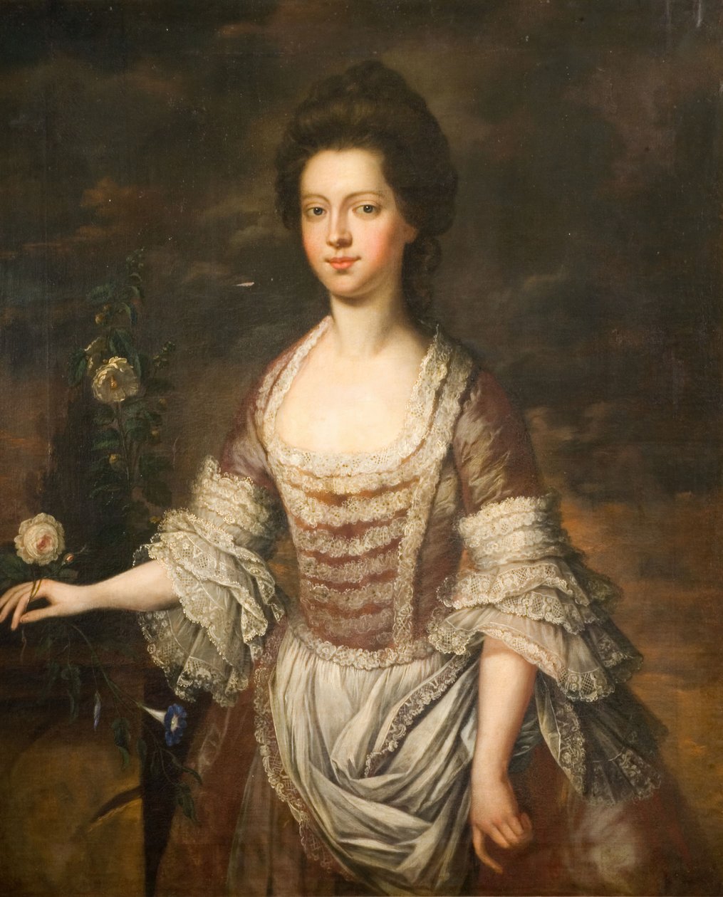 Porträtt av en kvinna, möjligen Anne Clobery, 1740-1760. av Unbekannt