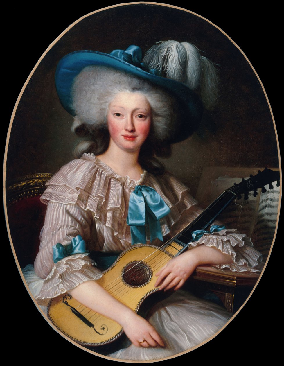 Porträtt av Félicité-Louise de Frézals 1765-1854, född Esmangard de Beauval..., 1785. av Unbekannt