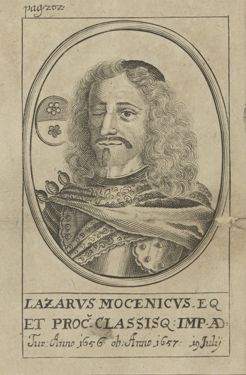 Porträtt av amiral Lazzaro Mocenigo 1624-1657, ca 1720. av Unbekannt