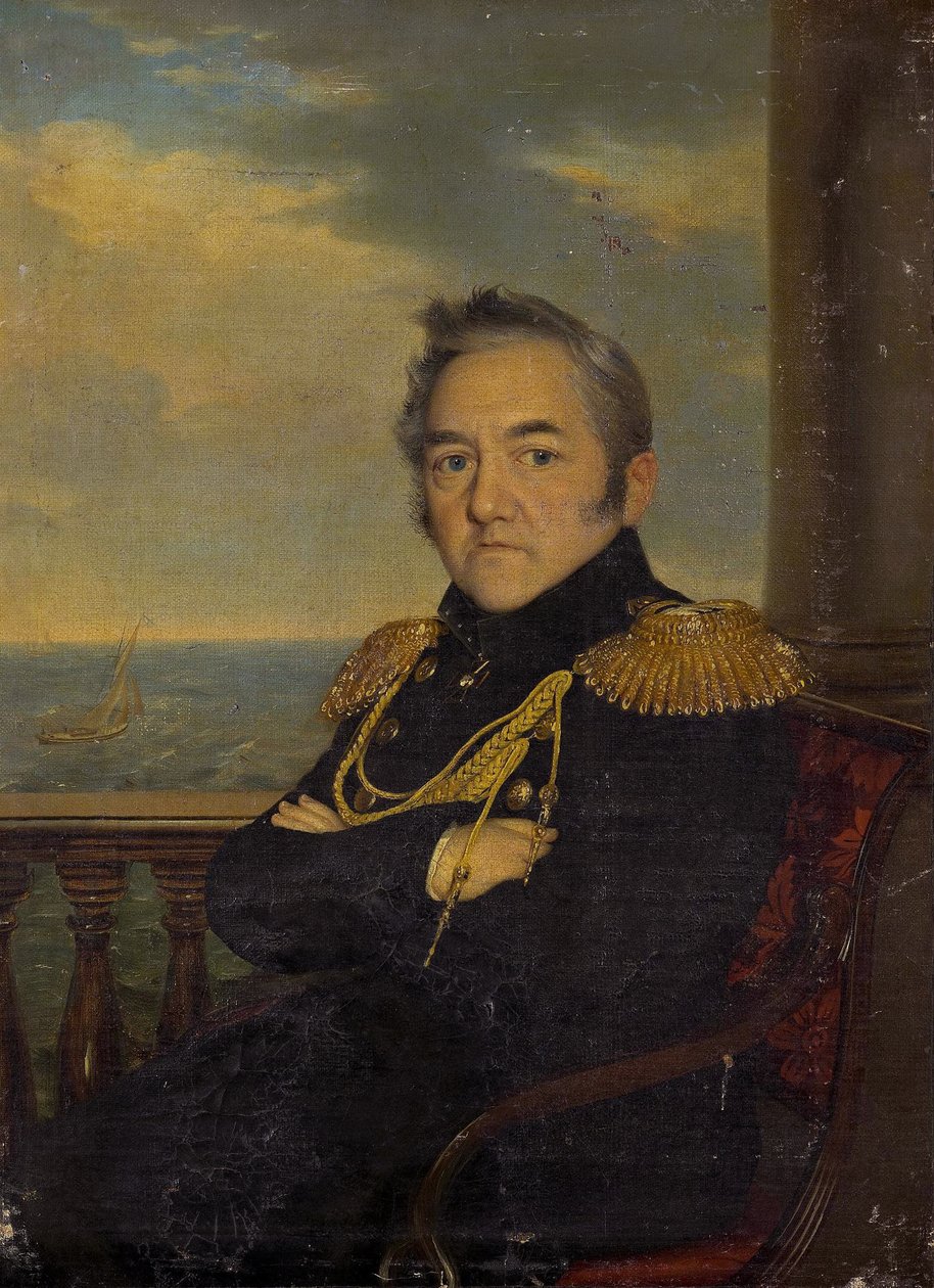 Porträtt av amiral Mikhail Lazarev 1788-1851, mitten av 1800-talet av Unbekannt